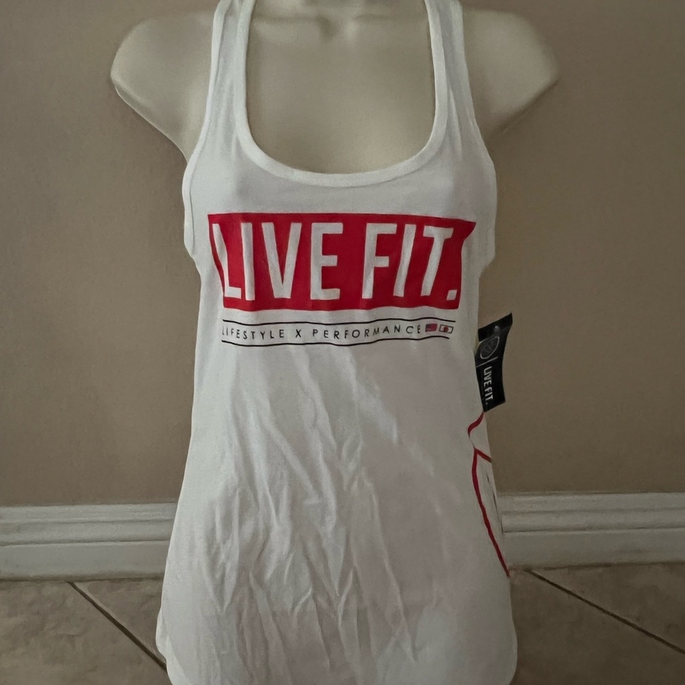 LVFT Live Fit White Womens Workout Tank Top Medium NEW